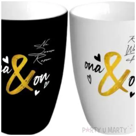 zestaw kubkow ona on czarny bialy bgtech 2 szt 300 ml