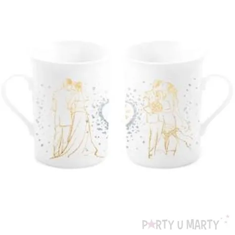 zestaw kubkow para mloda bialo zloty bgtech 290 ml