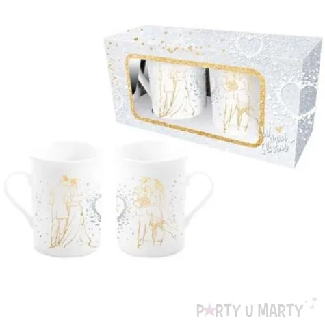 zestaw kubkow para mloda bialo zloty bgtech 290 ml