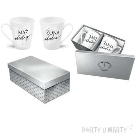 zestaw kubkow zona idealna maz idealny bialo srebrny bgtech 300 ml