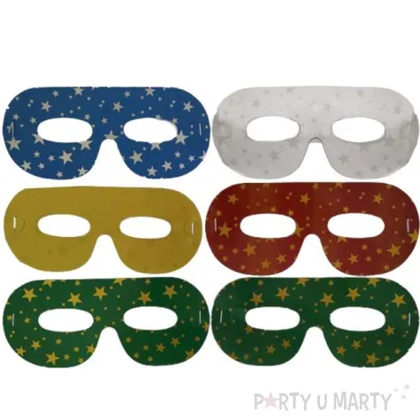 zestaw maski imprezowe w gwiazdki holo mix godan 6 szt