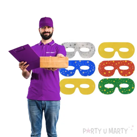 zestaw maski karnawalowe metalik mix godan 6 szt