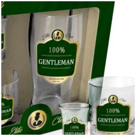 zestaw naczyn 2 szklanki i kieliszek gentleman bgtech 3 sztuki