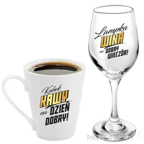 zestaw naczyn kubek i kieliszek do wina bgtech