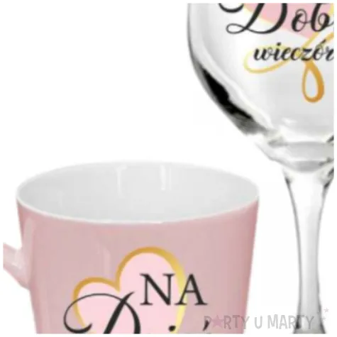 zestaw naczyn kubek i kieliszek na dzien dobry na dobry wieczor bgtech 2 szt 370 ml 220 ml