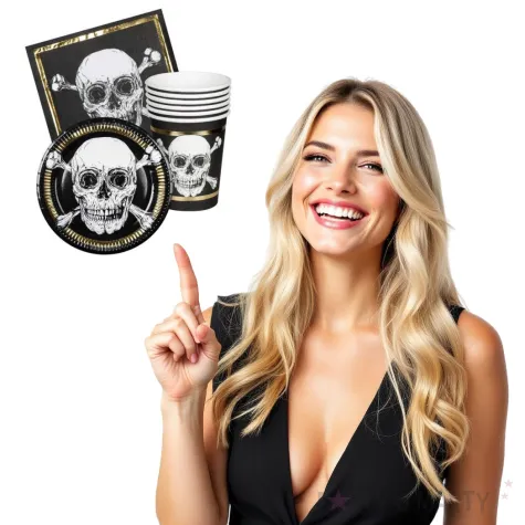 zestaw naczyn papierowych flaga piracka boland