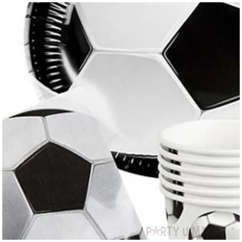 zestaw naczyn papierowych pilkarskie party bialo czarny boland