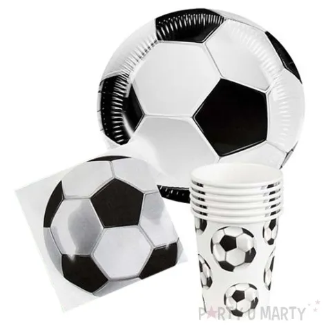 zestaw naczyn papierowych pilkarskie party bialo czarny boland