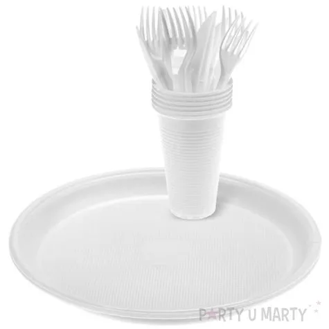 zestaw naczyn plastikowych piknik bialy ravi 4 x 6 kompl