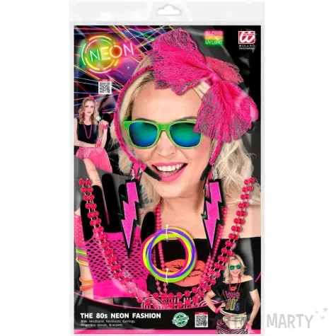zestaw neonowa aranzacja lata 80 rozowy widmann