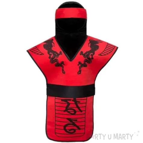 zestaw ninja shinobi maska kolnierz pasek czerwony kraszek