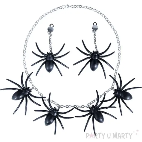 zestaw pajak kolczyki i naszyjnik czarny guirca