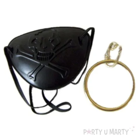 zestaw pirat opaska kolczyk czarny zloty partytino