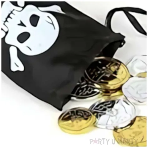 zestaw pirat sakwa i monety czarny zloty srebrny smiffys