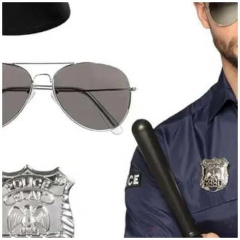 zestaw policjant czapka okulary odznaka palka boland