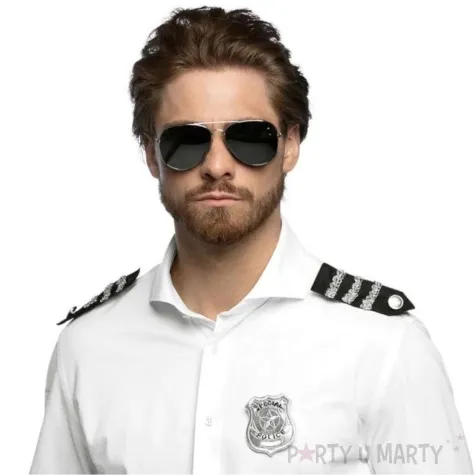 zestaw policjant okulary odznaka pagony boland