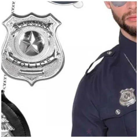 zestaw policjant okulary wisiorek odznaka boland