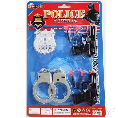 zestaw policjant pistolety odznaka i kajdanki tropic