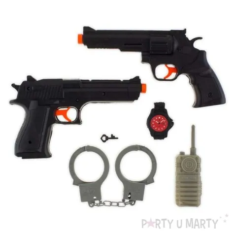 zestaw policjanta 2 pistolety i krotkofalowka godan