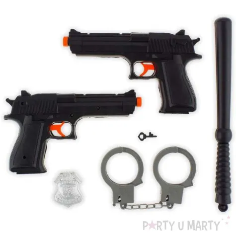 zestaw policjanta 2 pistolety i palka godan