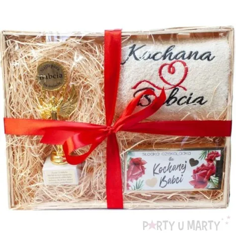 zestaw prezentowy czekolada recznik puchar dla babci giftmania