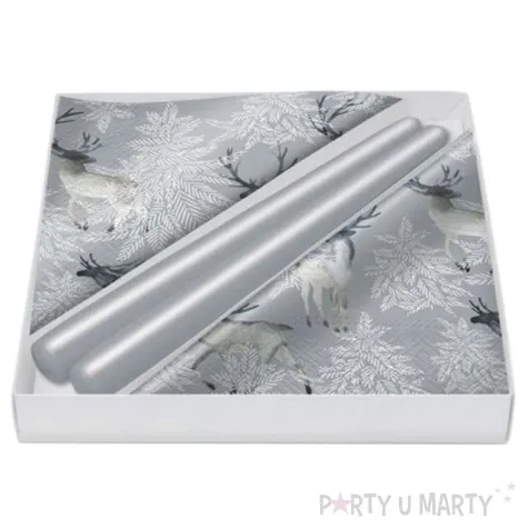 zestaw serwetki i swieczki renifery paw