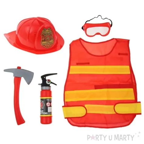 zestaw strazak deluxe helm kamizelka gogle gasnica topor godan 5 szt