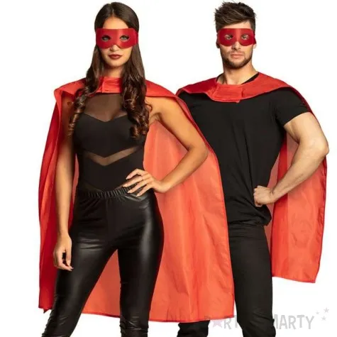 zestaw superbohater maska peleryna czerwony boland