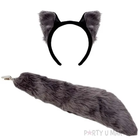 zestaw wilk opaska ogon szary kraszek