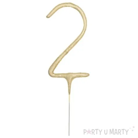 zimne ognie cyfra 2 zlota partypal 16 cm