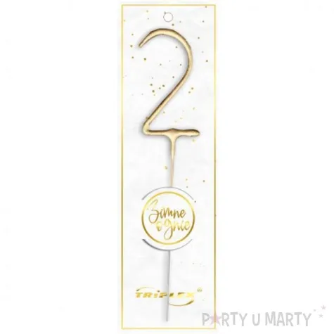 zimne ognie cyfra 2 zlota triplex 17 5 cm