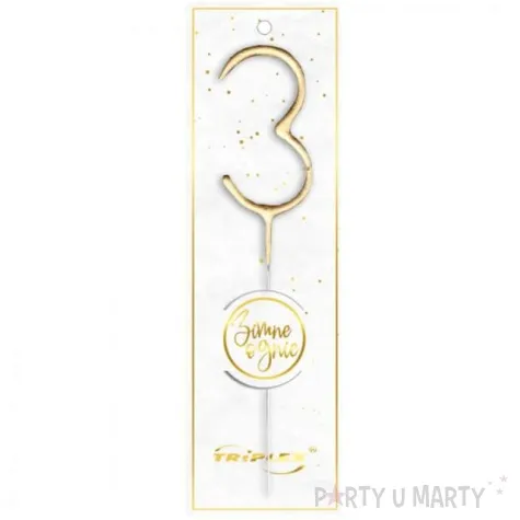 zimne ognie cyfra 3 zlota triplex 17 5 cm