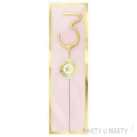 zimne ognie cyfra 3 zlota wondercandle 18 cm