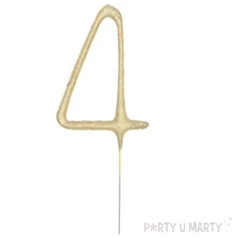 zimne ognie cyfra 4 zlota partypal 16 cm