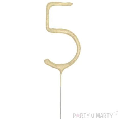 zimne ognie cyfra 5 zlota partypal 16 cm