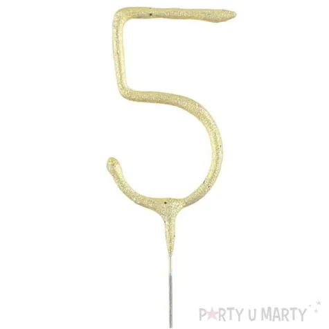 zimne ognie cyfra 5 zlota wondercandle 18 cm