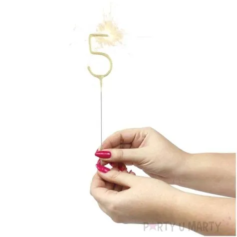 zimne ognie cyfra 5 zlota wondercandle 18 cm