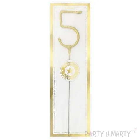 zimne ognie cyfra 5 zlota wondercandle 18 cm