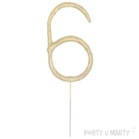 zimne ognie cyfra 6 zlota partypal 16 cm