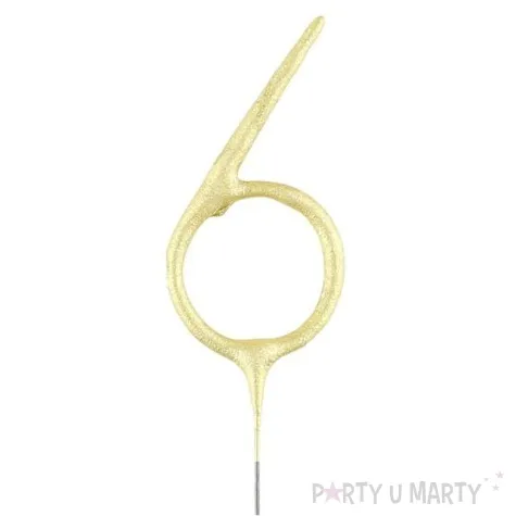 zimne ognie cyfra 6 zlota wondercandle 18 cm