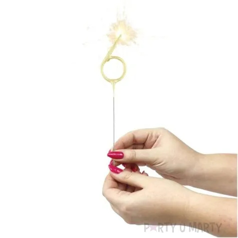 zimne ognie cyfra 6 zlota wondercandle 18 cm