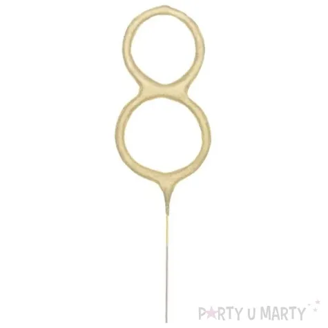 zimne ognie cyfra 8 zlota partypal 16 cm
