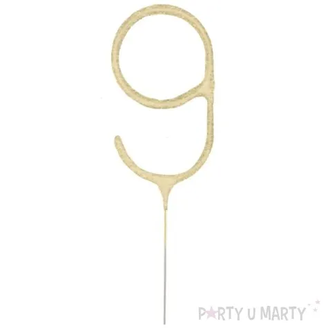 zimne ognie cyfra 9 zlota partypal 16 cm