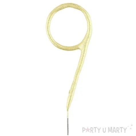 zimne ognie cyfra 9 zlota wondercandle 18 cm