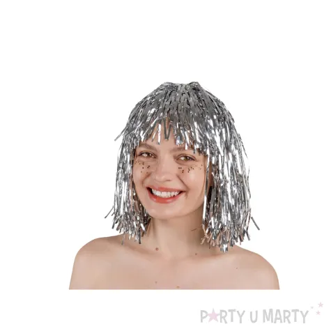 zlota peruka na karnawal i sylwestra dodatek do stroju na nowy rok bob blyszczaca cosplay