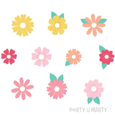 znaczniki na kieliszki kwiaty partydeco 10 szt