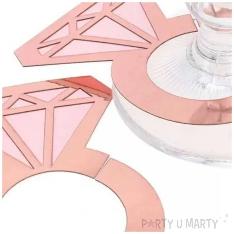 znaczniki na kieliszki wieczor panienski pierscionek rozowy dekolo 6 szt