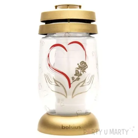 znicz lampion serce i roza bolsius 11x23 cm