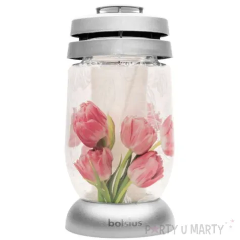 znicz lampion tulipany bialy bolsius 11x22 cm