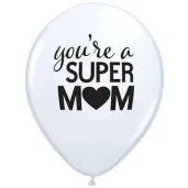 balon dzien matki youre super mom bialy qualatex 11 25 szt